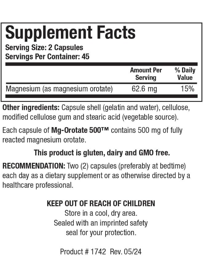 BIOTICS Research Mg Orotate 500 Magnesium Orotate Form, Cardiovascular Support, Heart Health, Overall Relaxation Response, Improves Sleep And Muscle Relaxation. 90 Capsules - Image 2